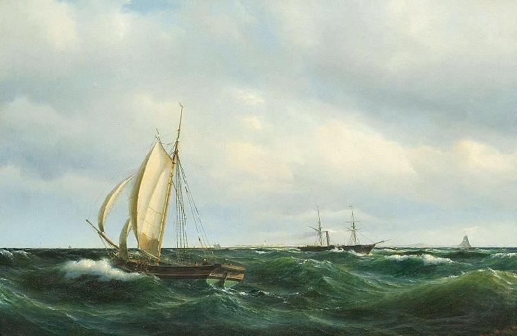 Vilhelm Melbye Stormfuld Eftermiddag i Skagerak oil painting picture